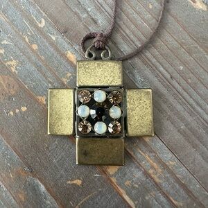 Kien Modernist Rhinestone Cross Necklace